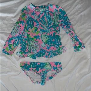 Lilly Pulitzer Pink and Blue Bikini Vibrant Tropical Print